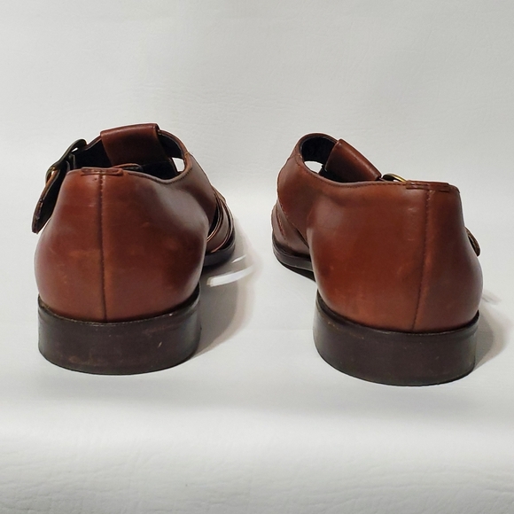 Pitti Shoes Firenze Brown Mens Sandals Cage Design Adjustable Buckle Size 7.5 D - Picture 4 of 13